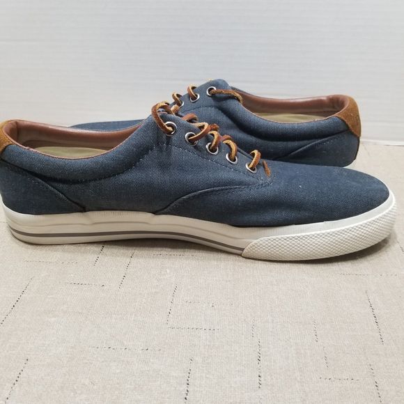 Polo Ralph Lauren Vaughn Shoes Men Size 10.5 D Blue Canvas Lace Up Sneakers - Picture 11 of 15